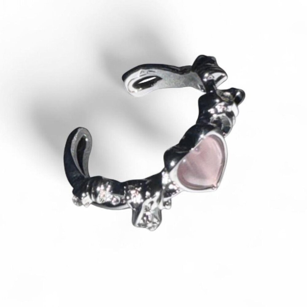 Pink heart charm bracelet with silver plating